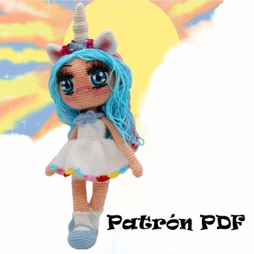 Patrón Muñeca Unicornio...